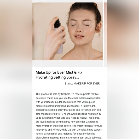 NWT *Mini* MAKE UP FOR EVER Mist & Fix O2 Hydrating Setting Spray 15mL! - Picture 8 of 13